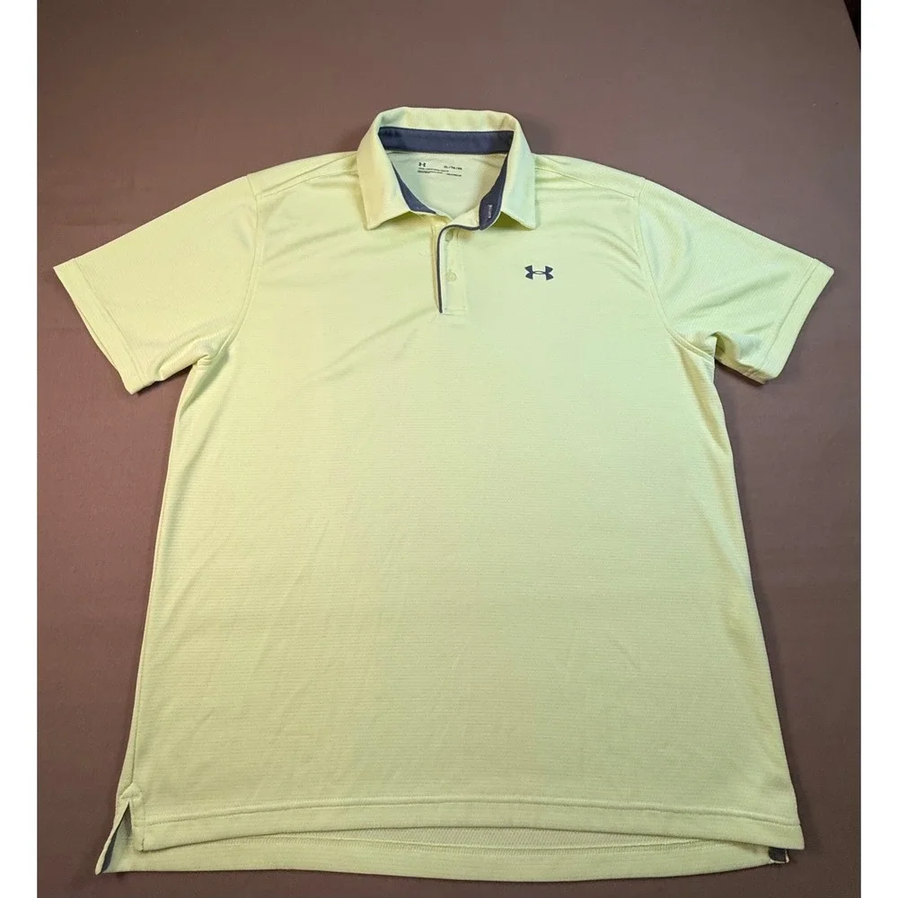 Under Armour‎ HeatGear Loose Fit Polo Shirt Men's XL Yellow Golf Athletic